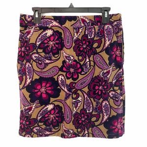 Retro 70’s vibe paisley boho colorful pencil skirt
